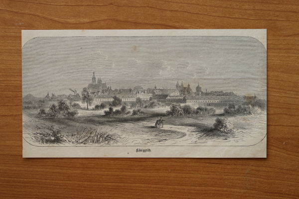 Wood Engraving Koeniggraetz Hradec Králové 1866 city view